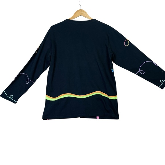 Michael Simon Lite Cardigan Embroidered Under Sea Sequins Open Front Size Medium - Picture 3 of 11